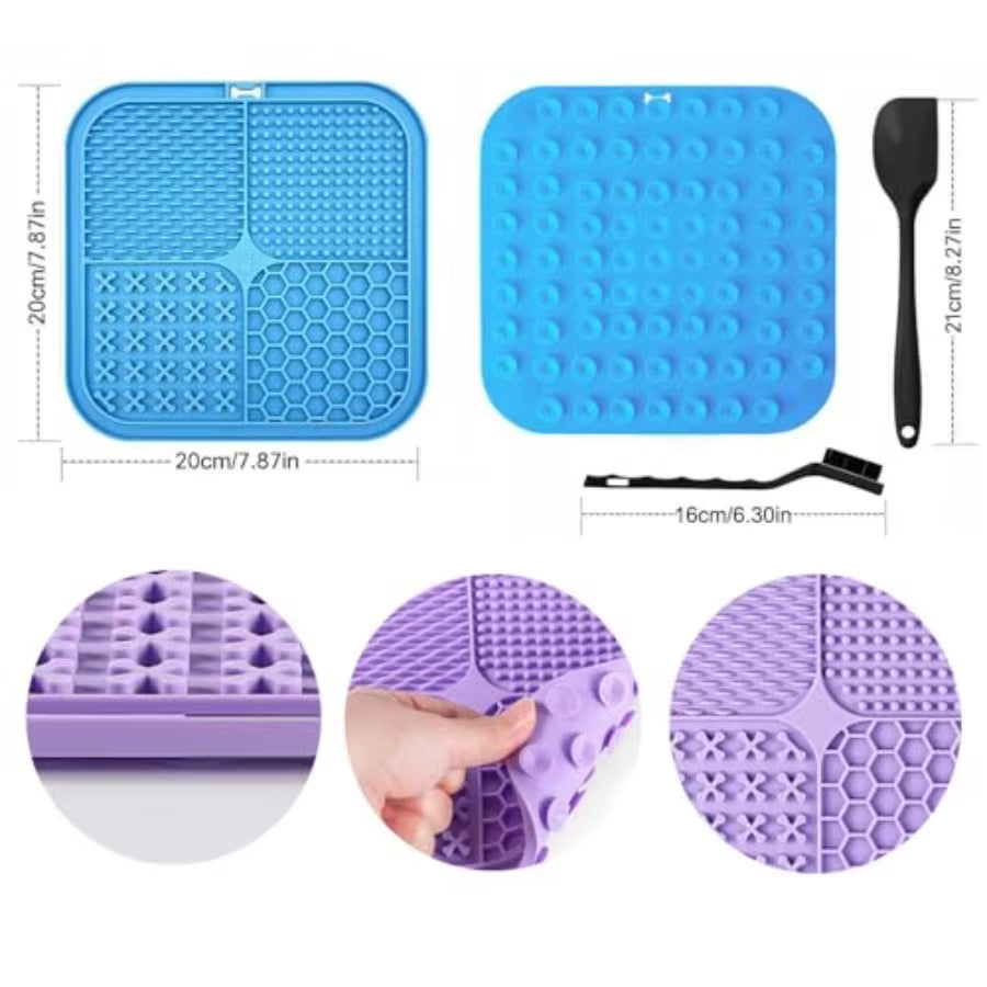 Lick Mat for Dogs and Cats 7.9Inch Licking Pad with Suction Cups Slow Feeder Pet Bs for Training and Bathing Grooming Large 4Pa