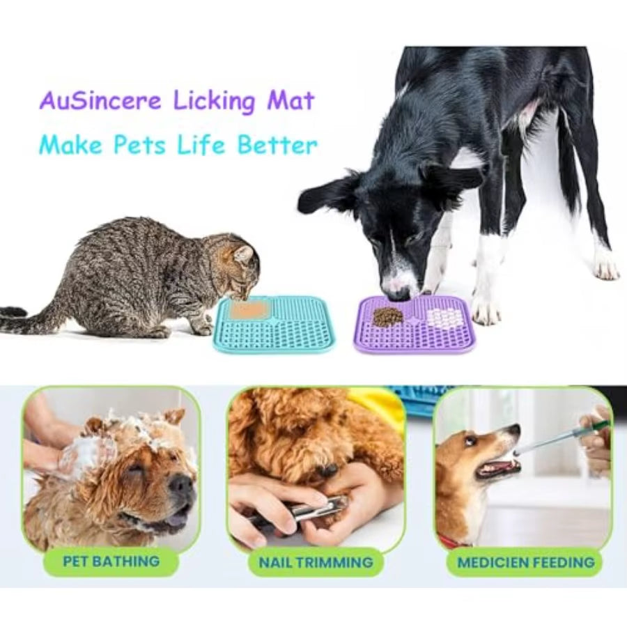 Lick Mat for Dogs and Cats 7.9Inch Licking Pad with Suction Cups Slow Feeder Pet Bs for Training and Bathing Grooming Large 4Pa