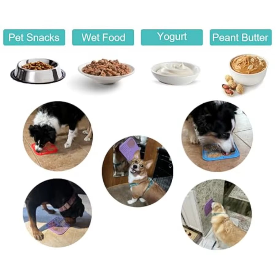 Lick Mat for Dogs and Cats 7.9Inch Licking Pad with Suction Cups Slow Feeder Pet Bs for Training and Bathing Grooming Large 4Pa