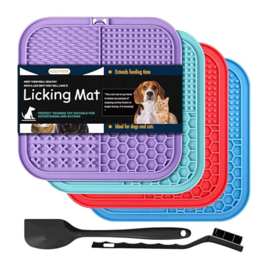 Lick Mat for Dogs and Cats 7.9Inch Licking Pad with Suction Cups Slow Feeder Pet Bs for Training and Bathing Grooming Large 4Pa