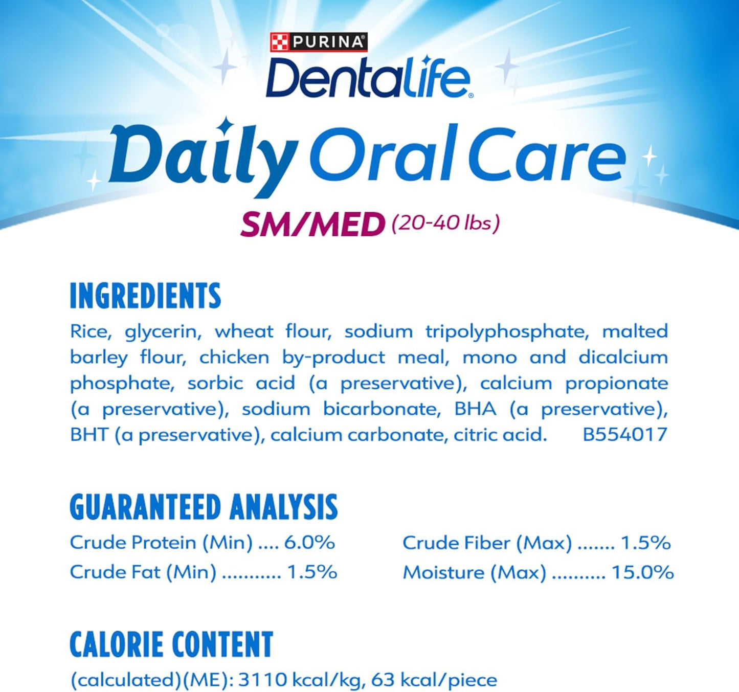 Daily Oral Care Dog Treats for Small and Medium Dogs, Chewy Dental Treat to Freshen Breath and Fight Tartar, Chicken Flavor, 28.5 Oz., 40 Chews - 40 Ct. Pouch