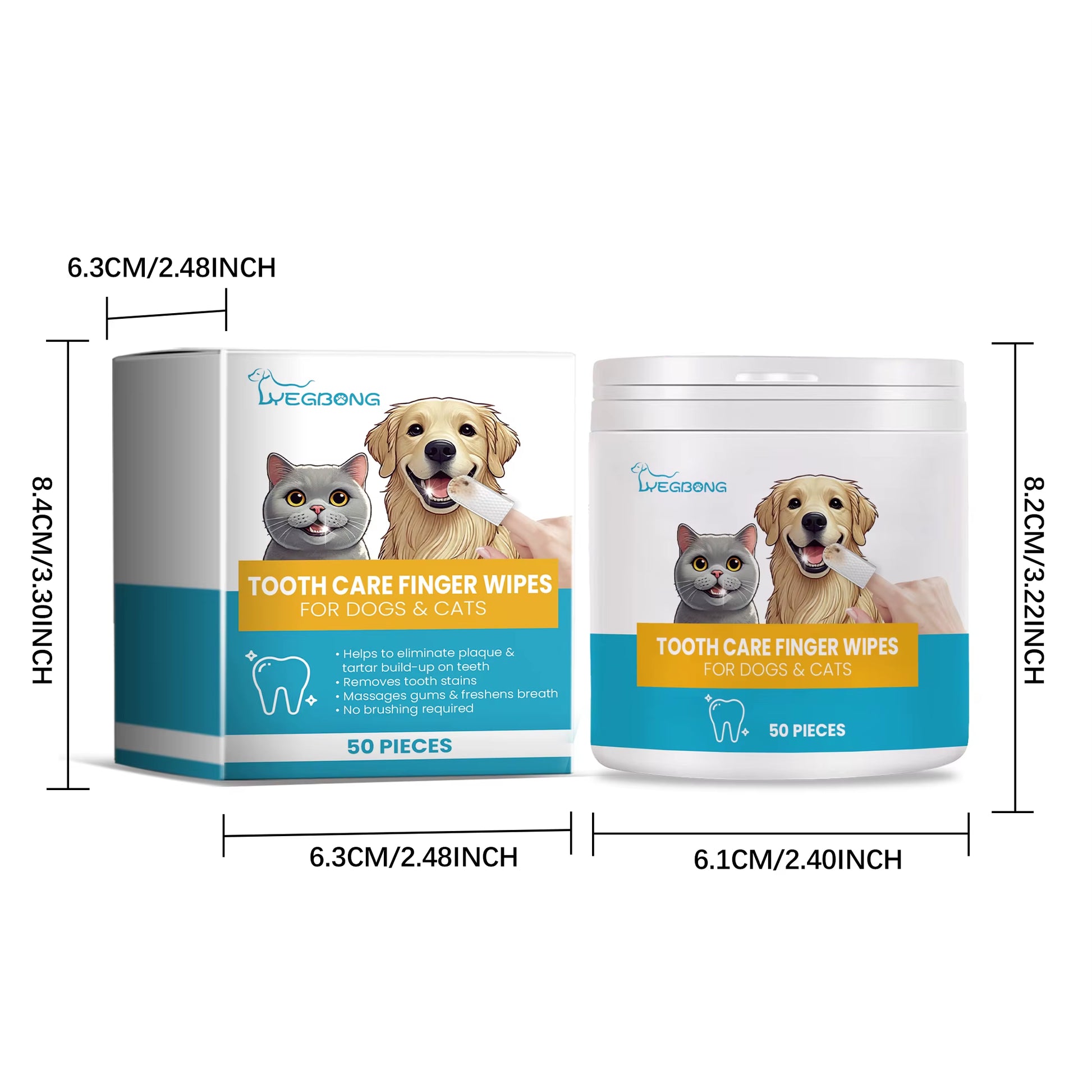 Pet Dental Cleaning Wipes for Cats and Dogs Natural Eliminator Bad Breath Cleaning Stains Pet Dental Finger Wet Wipes
