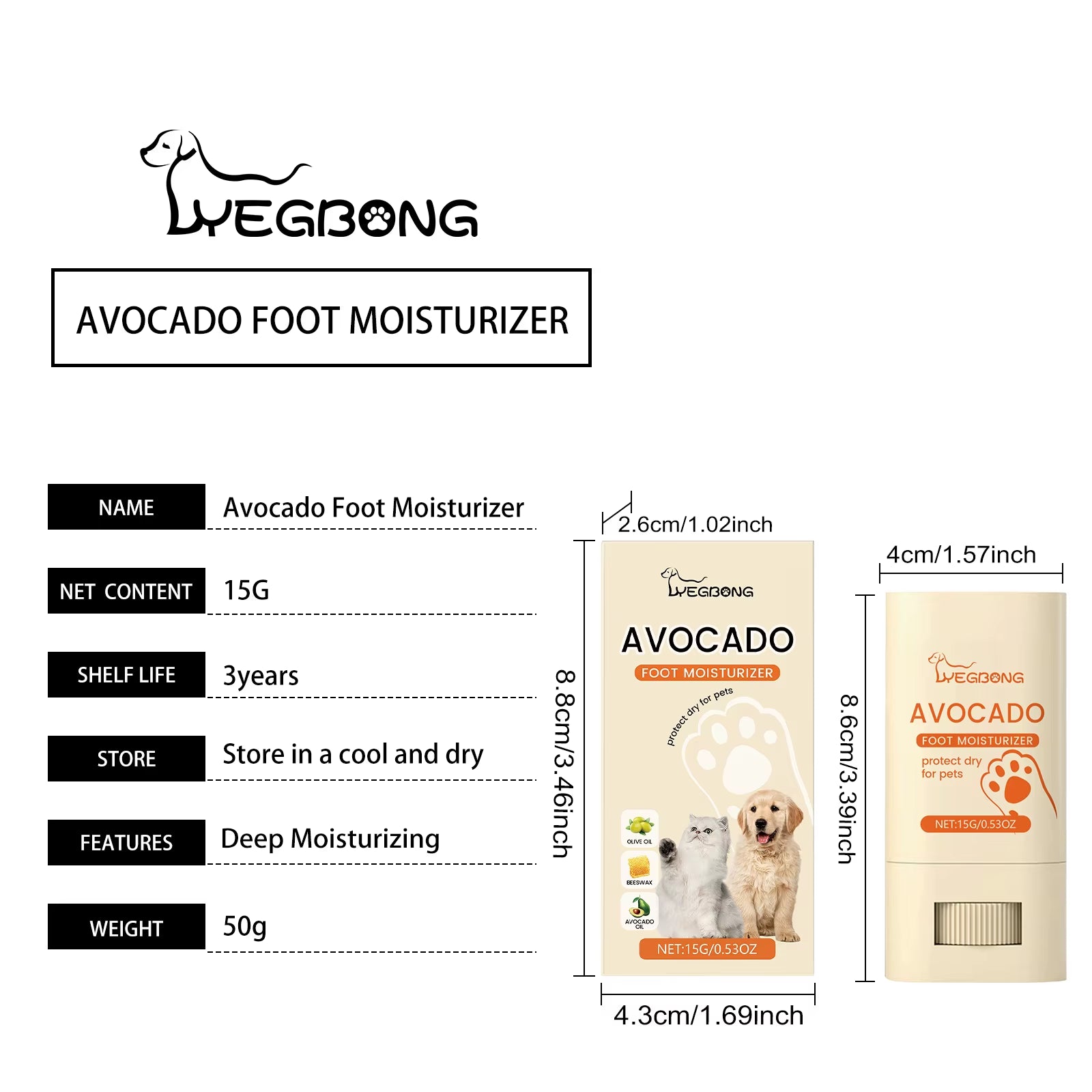15G Pet Paw Care Balm Moisturizing Feet Repair Dry Nose Cracking Paw Itchy Relieve Nourish Skin Cat Dog Paw Care Balm