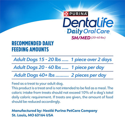 Daily Oral Care Dog Treats for Small and Medium Dogs, Chewy Dental Treat to Freshen Breath and Fight Tartar, Chicken Flavor, 28.5 Oz., 40 Chews - 40 Ct. Pouch
