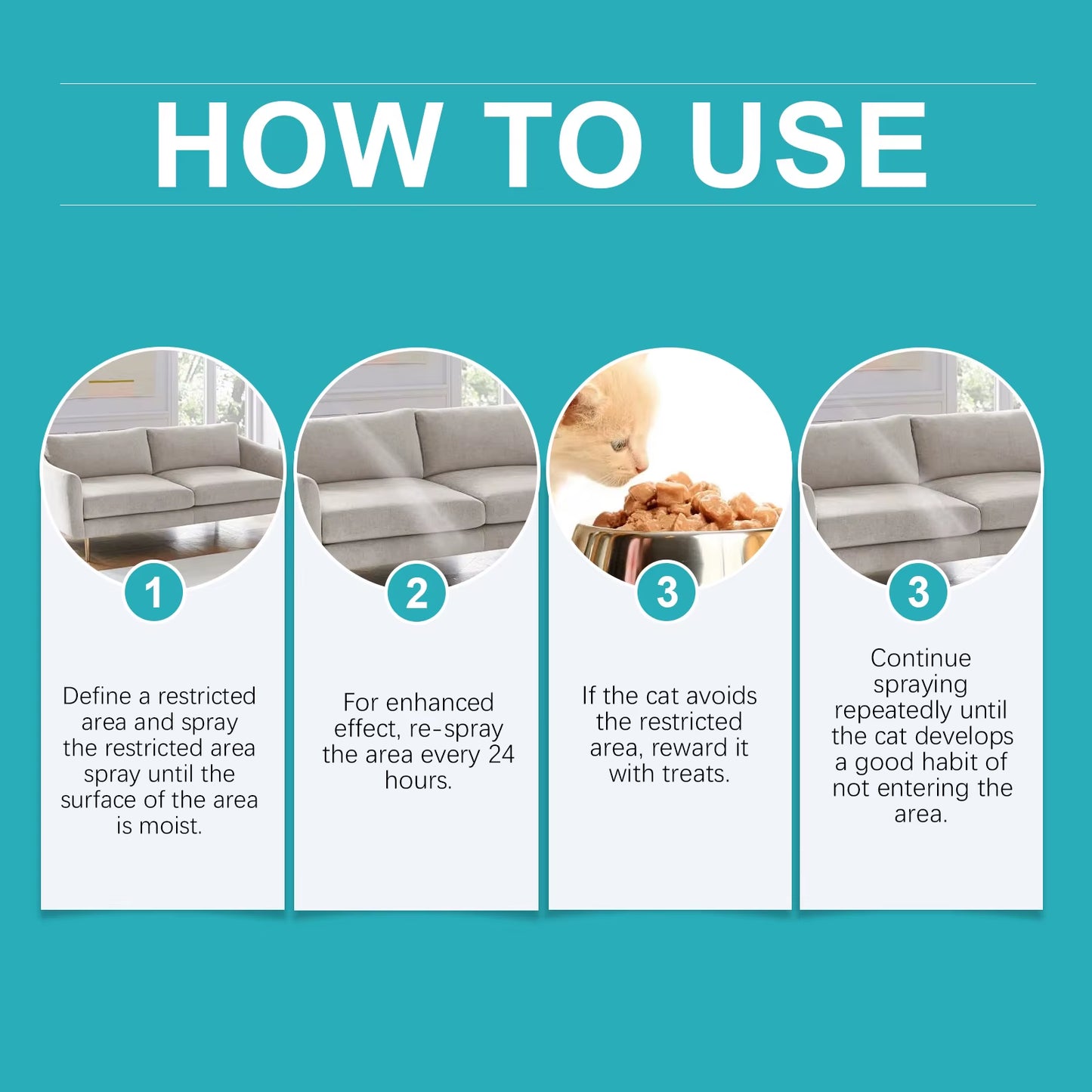 Cat Deterrent Spray Protect Fabric Furniture Calming Kitty and Cats Portable Non-Irritating Smell Convenient Cat Care