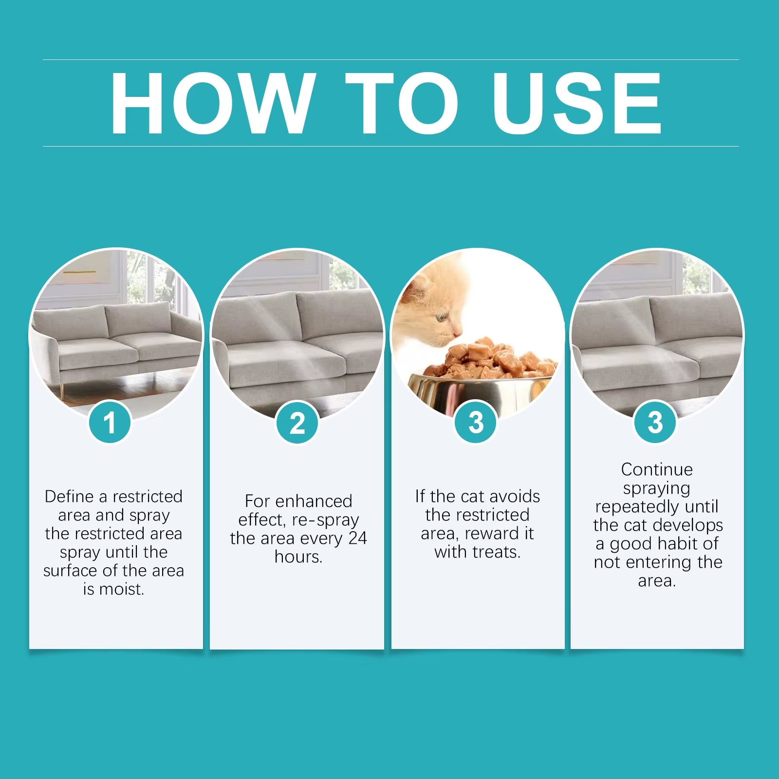 Cat Deterrent Spray Protect Fabric Furniture Calming Kitty and Cats Portable Non-Irritating Smell Convenient Cat Care