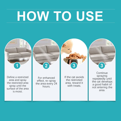Cat Deterrent Spray Protect Fabric Furniture Calming Kitty and Cats Portable Non-Irritating Smell Convenient Cat Care