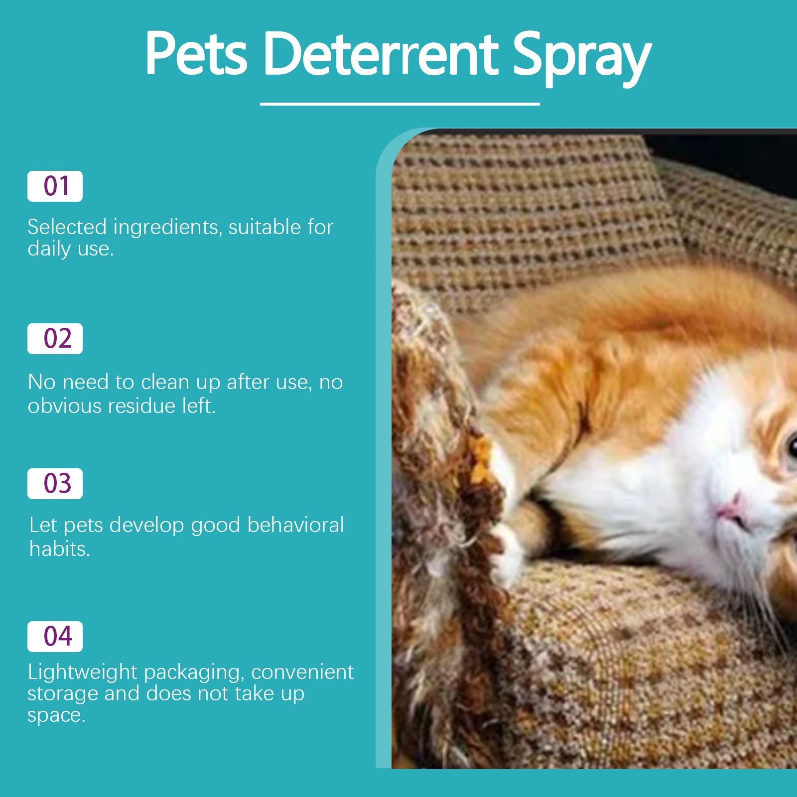 Cat Deterrent Spray Protect Fabric Furniture Calming Kitty and Cats Portable Non-Irritating Smell Convenient Cat Care