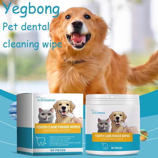 Pet Dental Cleaning Wipes for Cats and Dogs Natural Eliminator Bad Breath Cleaning Stains Pet Dental Finger Wet Wipes