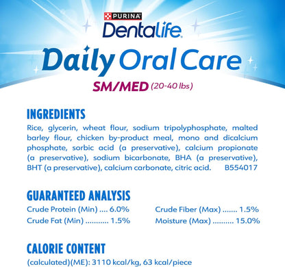 Daily Oral Care Dog Treats for Small and Medium Dogs, Chewy Dental Treat to Freshen Breath and Fight Tartar, Chicken Flavor, 28.5 Oz., 40 Chews - 40 Ct. Pouch