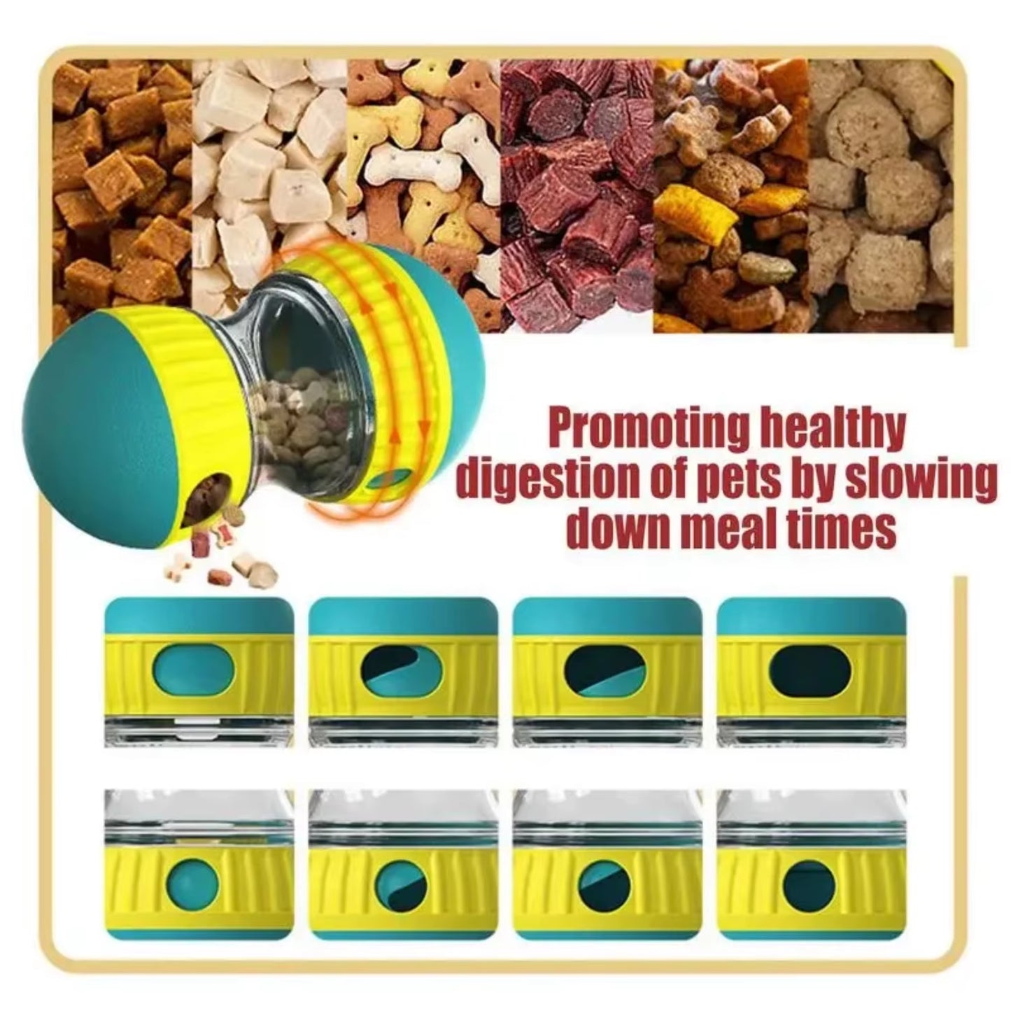 Dog Slow Feeder Ball Bite-Resistant Toy Food Dispenser Bowl Treat Mental Stimulation Enrichment BPA Free Food Grade Pet Supplies