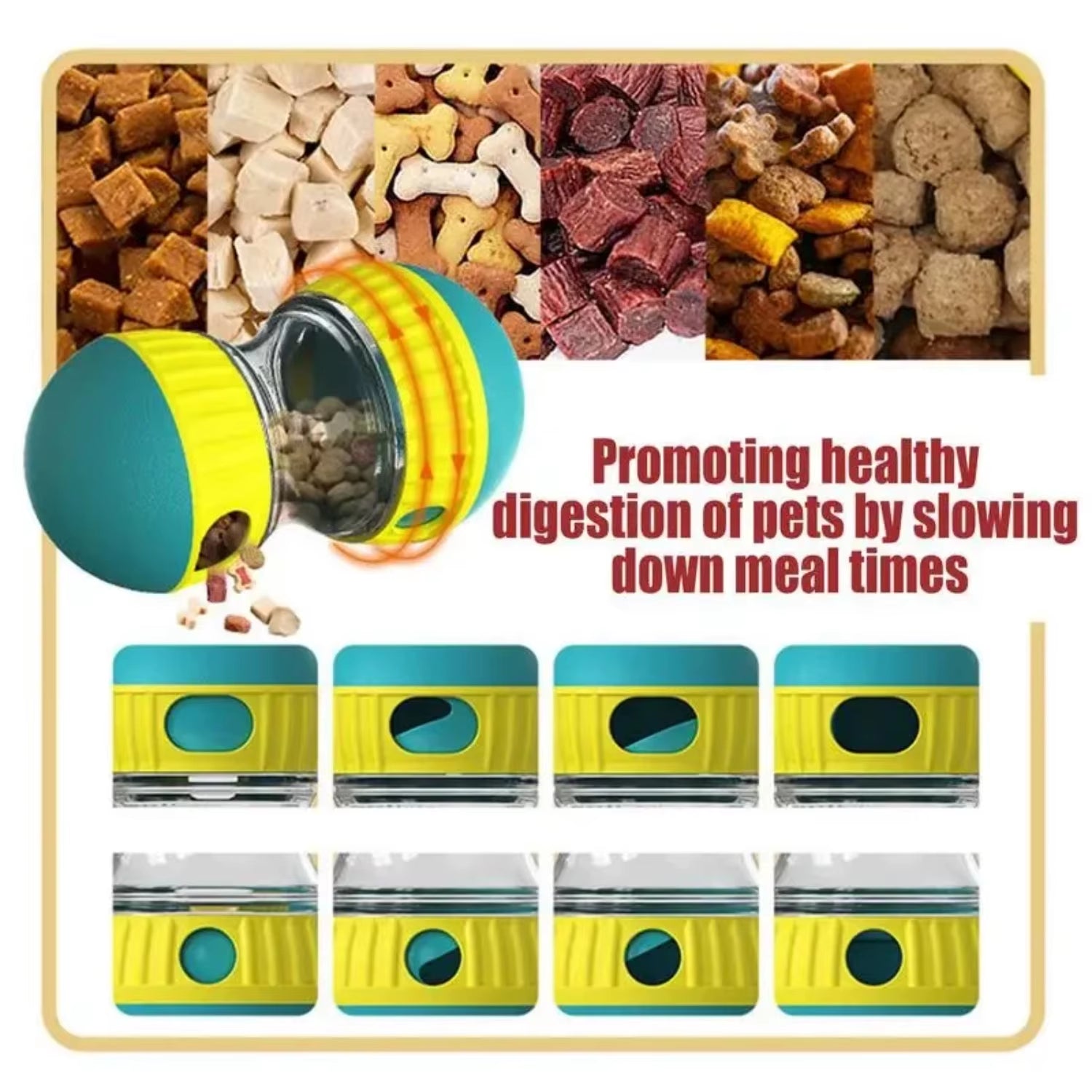 Dog Slow Feeder Ball Bite-Resistant Toy Food Dispenser Bowl Treat Mental Stimulation Enrichment BPA Free Food Grade Pet Supplies