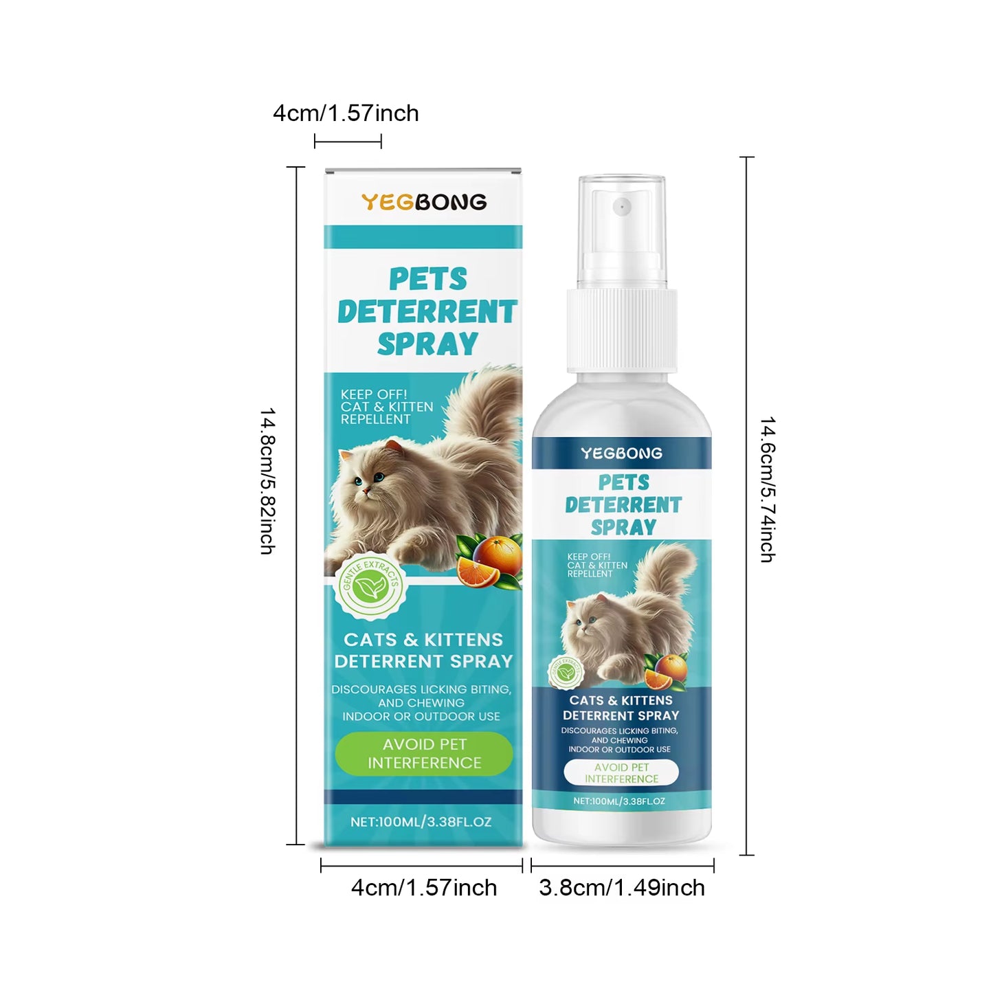 Cat Deterrent Spray Protect Fabric Furniture Calming Kitty and Cats Portable Non-Irritating Smell Convenient Cat Care